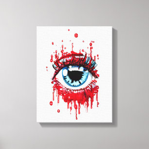 Blauwe ogen Driving Bloedhorror donkere gothic kun Canvas Afdruk