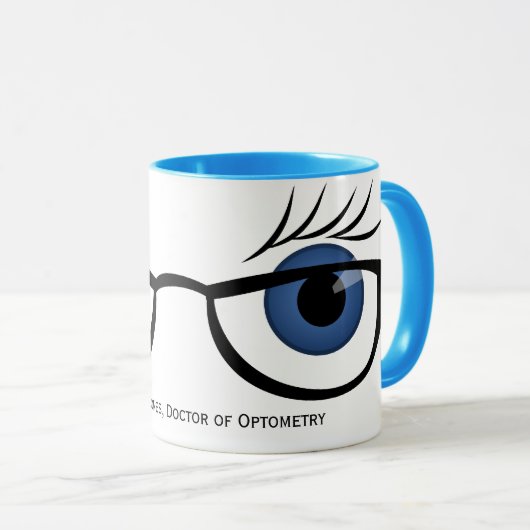 Blauwe ogen en glazen ogen mok (Voorkant rechts)