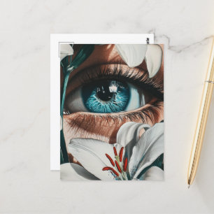 Blauwe ogen en witte lelies briefkaart