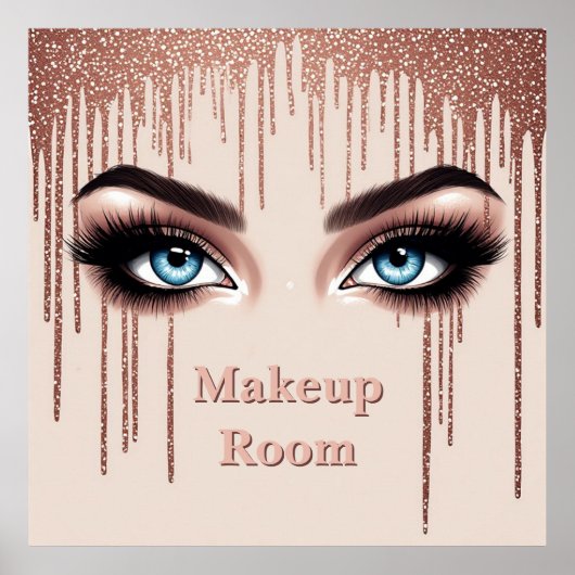 ✨ Blauwe Ogen Glitter Make-up Muur Decoratie Voor  (Voorkant)
