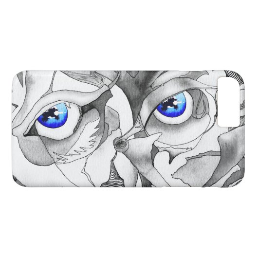 Blauwe ogen graffiti Case-Mate iPhone case (Achterkant (Horizontaal))