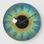 Blauwe ogen Iris Eyeball Large Round Roman Clock Grote Klok (Voorkant)