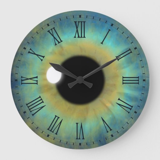 Blauwe ogen Iris Eyeball Large Round Roman Clock Grote Klok (Voorkant)