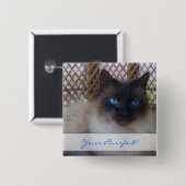 Blauwe ogen Kat Uw vruchtvlees Button (Voorkant /achterkant)