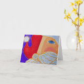 Blauwe Ogen Kerstman Abstracte Kunst Kaart (Gele Bloem)