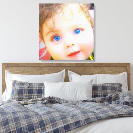 Blauwe ogen kinder canvas afdruk (Insitu (Slaapkamer))