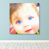 Blauwe ogen kinder canvas afdruk (Insitu (Houten vloer))