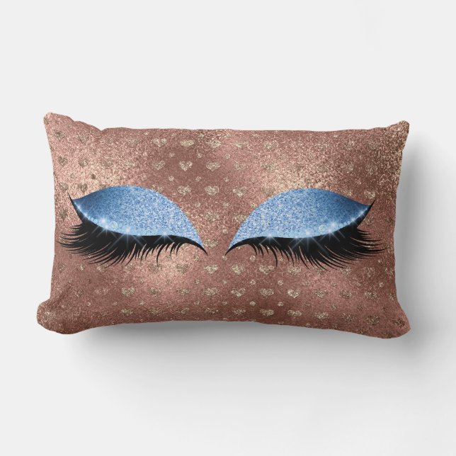 Blauwe Ogen Metallic Glitter Make-up Wimpers Harte Kussen (Voorkant)