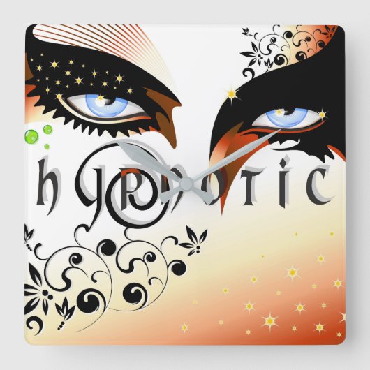 Blauwe ogen Mode make-up Vierkante Klok (Voorkant)