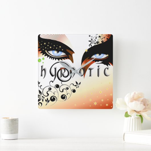 Blauwe ogen Mode make-up Vierkante Klok (Huis)