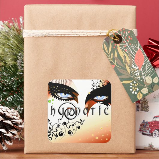 Blauwe ogen Mode make-up Vierkante Sticker (Feestdagen)