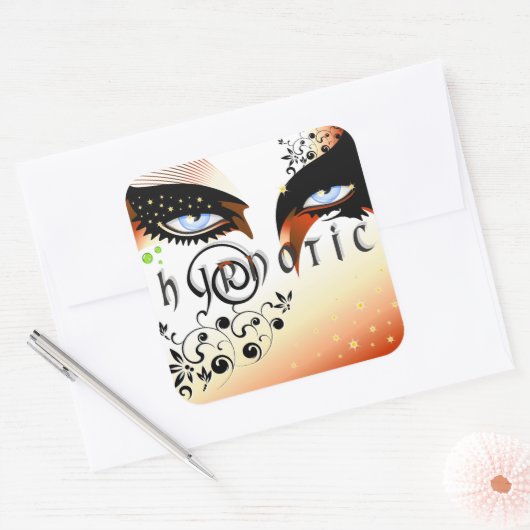 Blauwe ogen Mode make-up Vierkante Sticker (Envelop)