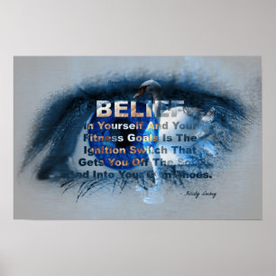 Blauwe ogen van Fitness Belief! Poster