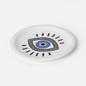 Blauwe ogen voor succes, beschermstrook talisman papieren bordje (Gekanteld)