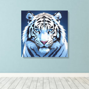 Blauwe ogen Witte Tijger Ai Kunst Canvas Afdruk