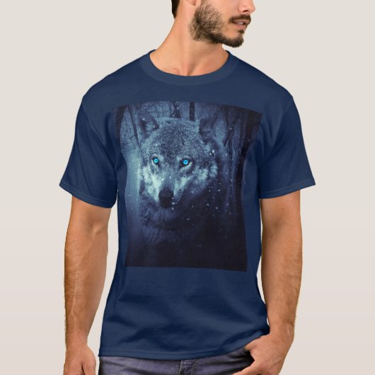 Blauwe ogen wolf t-shirt (Voorkant)