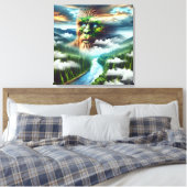 Blauwe-ogige Bigfoot in het Bos Canvas Afdruk (Insitu (Slaapkamer))