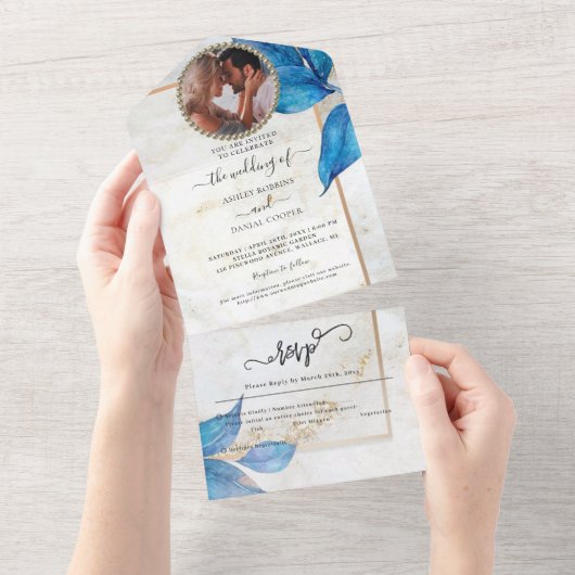 Blauwe olievlek in één uitnodiging (Afscheurbaar)