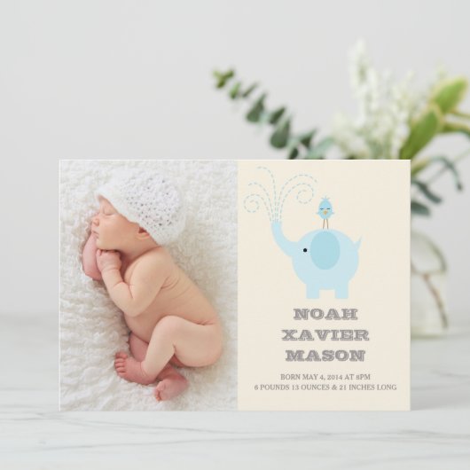Blauwe olifant | Aankondiging van geboorte (Staand voorkant)