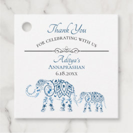 Blauwe olifant Annaprashan | Eerste rijst Bedankjes Labels