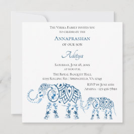 Blauwe olifant Annaprashan | Eerste rijst Kaart