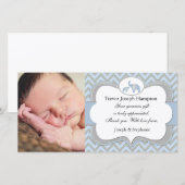 Blauwe Olifant Baby Bedankt Fotokaart (Voorkant / Achterkant)