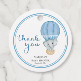 Blauwe Olifant Baby Jongen Douche Bedankjes Labels