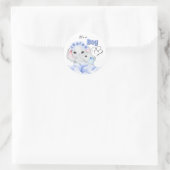 Blauwe olifant baby jongen geboorte aankondiging ronde sticker (Tas)