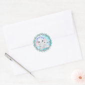 Blauwe olifant baby jongen mam leaf borstgeboorte ronde sticker (Envelop)