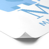 Blauwe olifant. Baby jongen monogram kinderkamer Poster (Hoek)