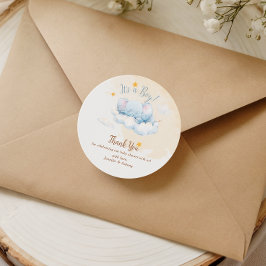 Blauwe Olifant Baby Shower Bedankt Het is een Jong Ronde Sticker