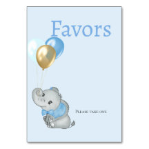Blauwe Olifant Baby Shower Favorenkaart 