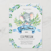 Blauwe olifant Baby shower Kaart (Voorkant / Achterkant)