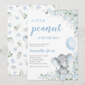 Blauwe Olifant Baby Shower Kaart (Voorkant / Achterkant)