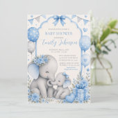 Blauwe Olifant Baby Shower Kaart (Staand voorkant)