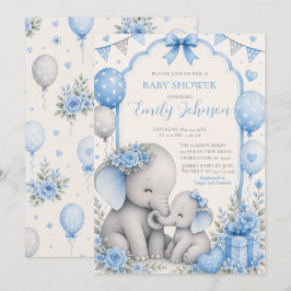Blauwe Olifant Baby Shower Kaart
