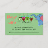 Blauwe olifant baby shower luier loterij ticket informatiekaartje (Voorkant)