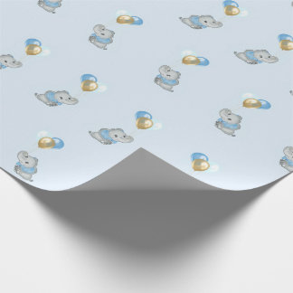 Blauwe Olifant Baby Shower-pakpapier Cadeaupapier