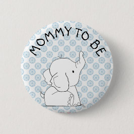 Blauwe olifant Baby shower Pin Ronde Button 5,7 Cm