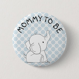 Blauwe olifant Baby shower Pin Ronde Button 5,7 Cm