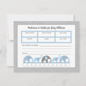 Blauwe olifant Baby shower Prediced game Kaart (Voorkant)