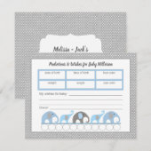 Blauwe olifant Baby shower Prediced game Kaart (Voorkant / Achterkant)