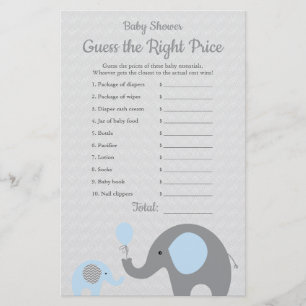 Blauwe olifant Baby shower prijs is juist spel Flyer