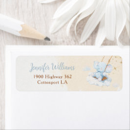 Blauwe Olifant Baby Shower Retouradreslabel Etiket
