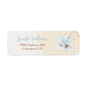 Blauwe Olifant Baby Shower Retouradreslabel Etiket (Voorkant)