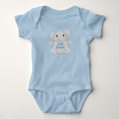 Blauwe Olifant Baby Shower Romper (Voorkant)