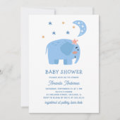 Blauwe Olifant Baby Shower | Safari Lief Dier Kaart (Voorkant)