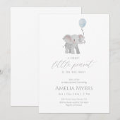 Blauwe Olifant Baby Shower Uitnodiging (Voorkant / Achterkant)