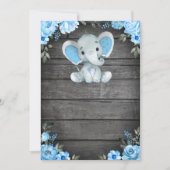 Blauwe olifant Baby shower-uitnodiging sjabloon Kaart (Voorkant)