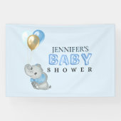 Blauwe Olifant Baby Shower Vlag Spandoek (Horizontaal)